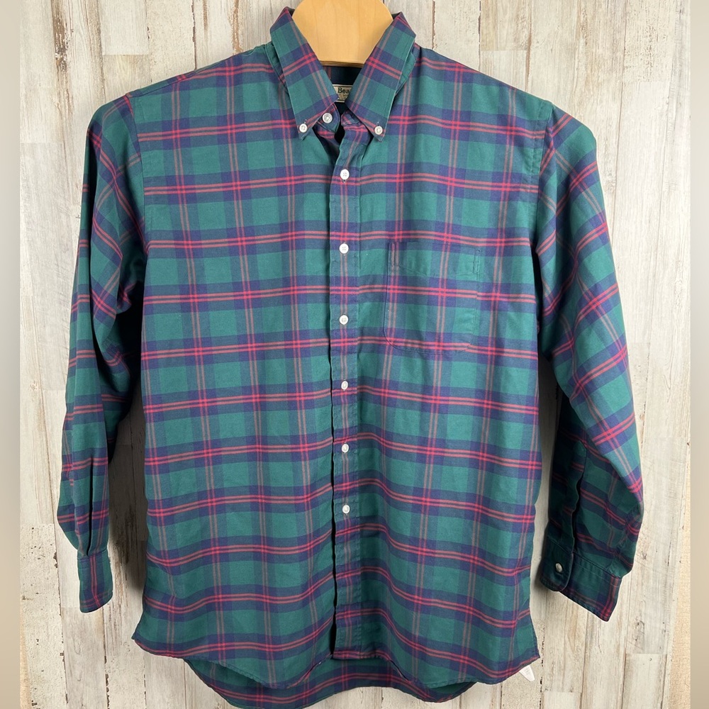 VINTAGE L.L Bean Men’s‎ Plaid Button Down Shirt Long Sleeve USA Made 7-35 Size L